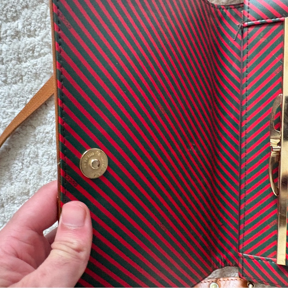 Gucci Red and green Striped Crossbody Bag 1960 vintage good condition - Picture 6 of 10